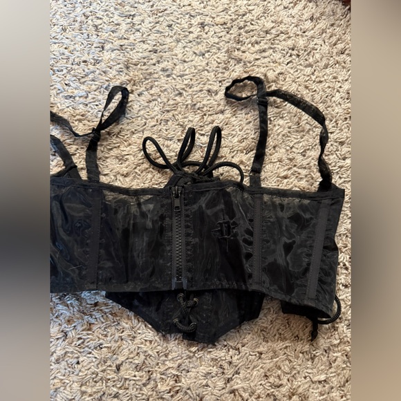 Mesh Lace Up Underbust Corset - Picture 3 of 4